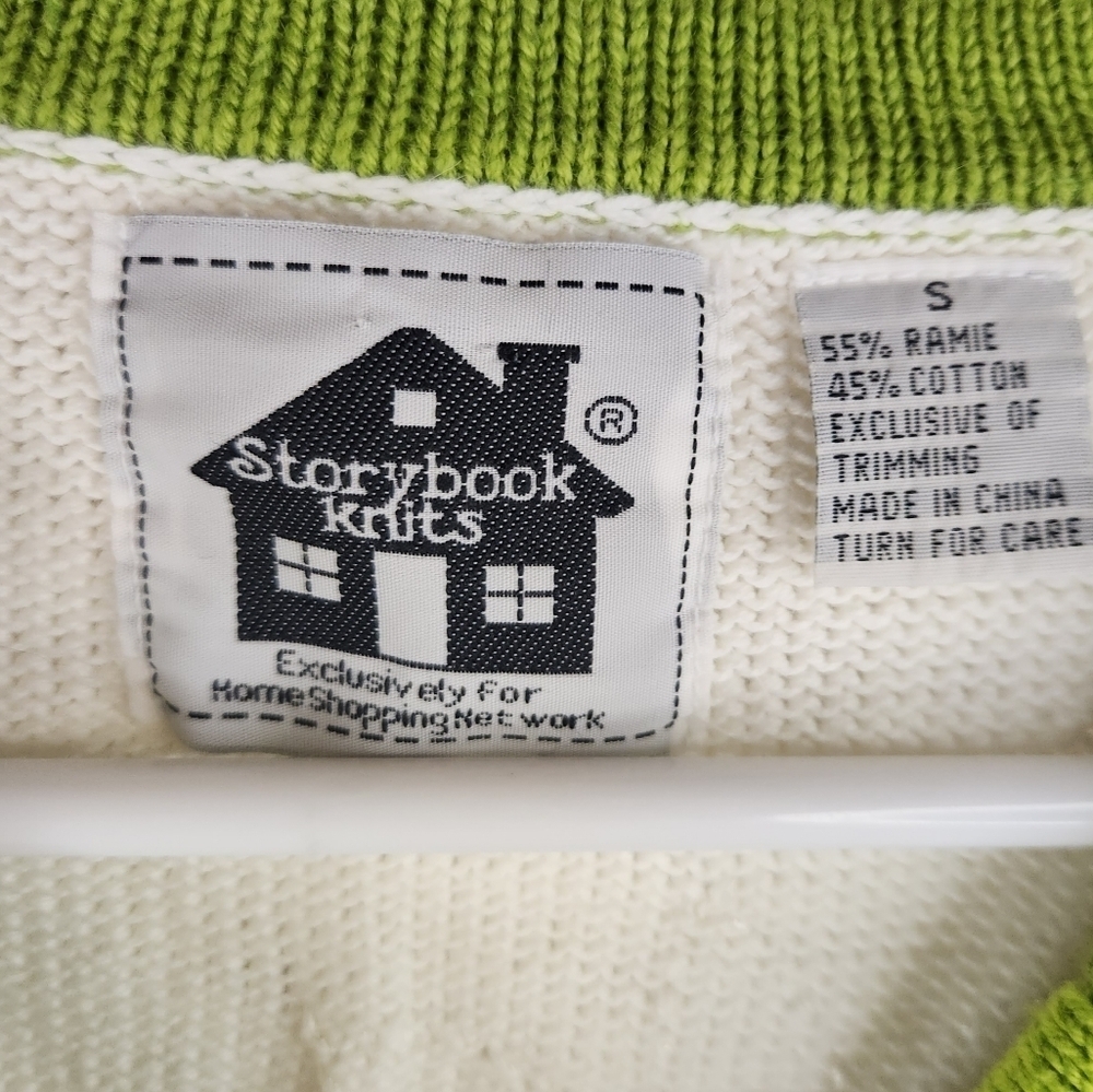 Storybook Knits Vintage Bee Daisy Garden Flower Knit Sweater Cardigan Small - Picture 8 of 8